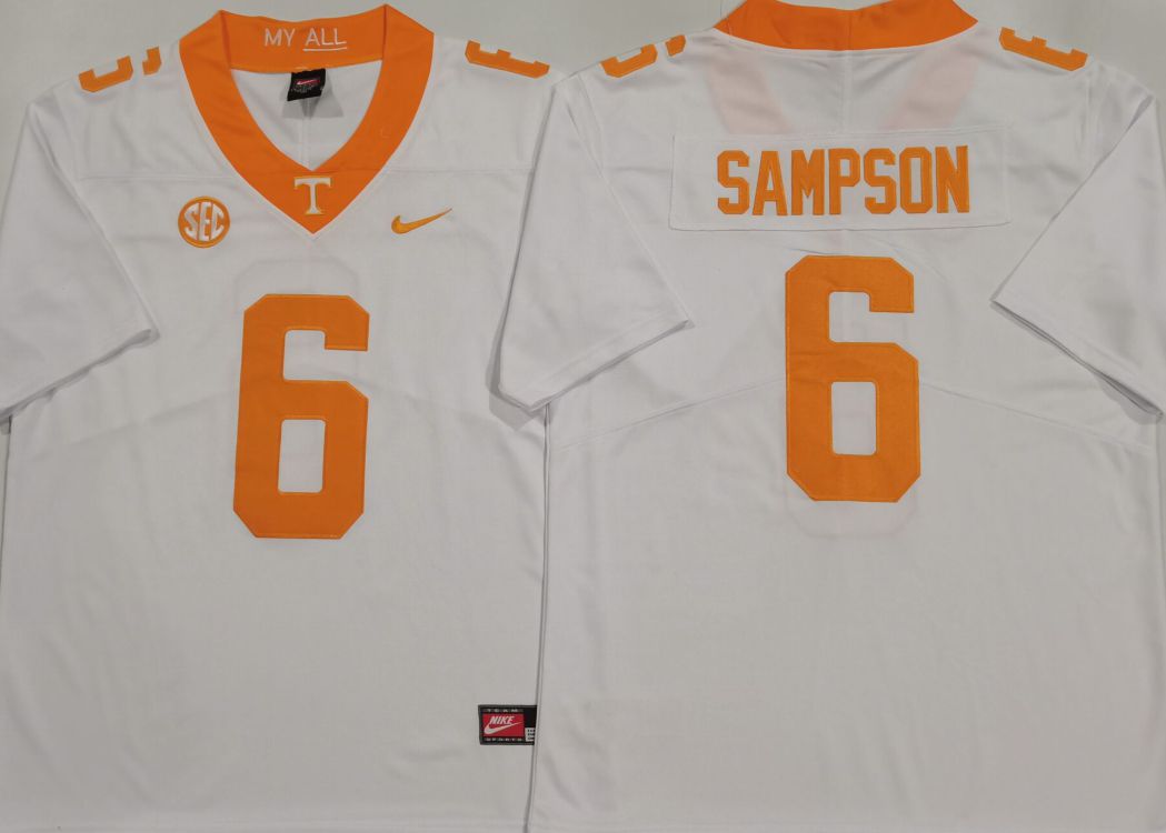 Men Tennessee Volunteers #6 Sampson White Nike 2025 NCAA Jersey->ncaa teams->NCAA Jersey